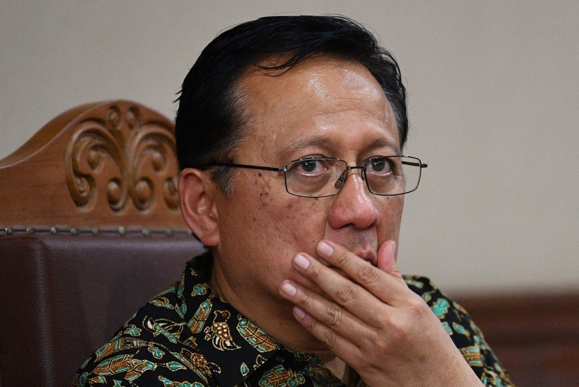 Terpidana kasus suap kuota pembelian gula impor di Perum Bulog, eks ketua DPD Irman Gusman di Pengadilan Tipikor, Jakarta, Rabu (17/10/2018).