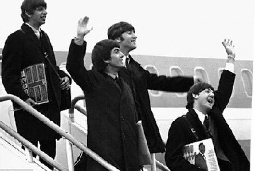 The Beatles saat tiba di Amerika Serikat untuk kali pertama.