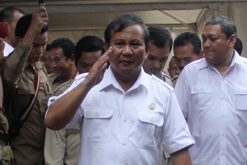 The front runner among presidential candidates in 2014 elections is Prabowo Subianto, a survey says (file photo)