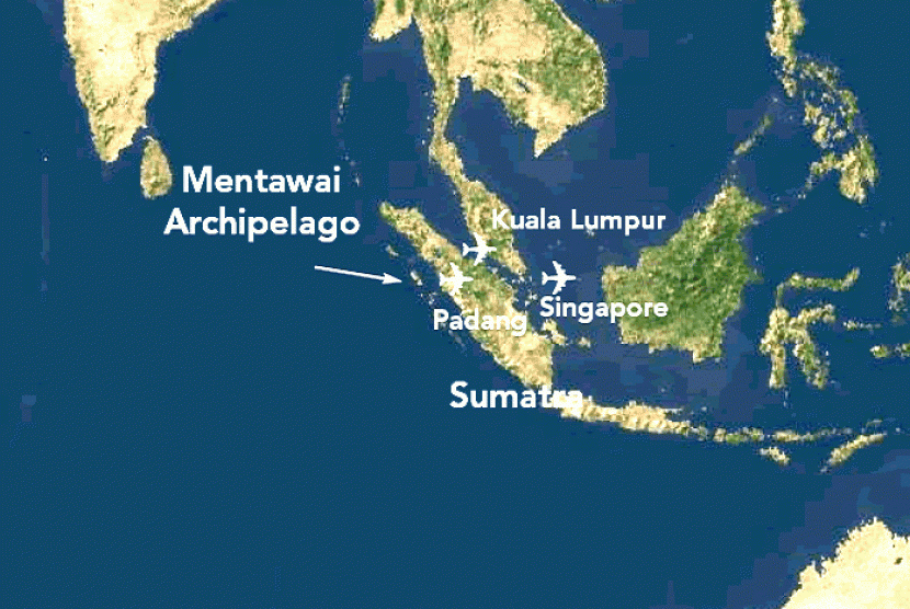 The map of Mentawai   