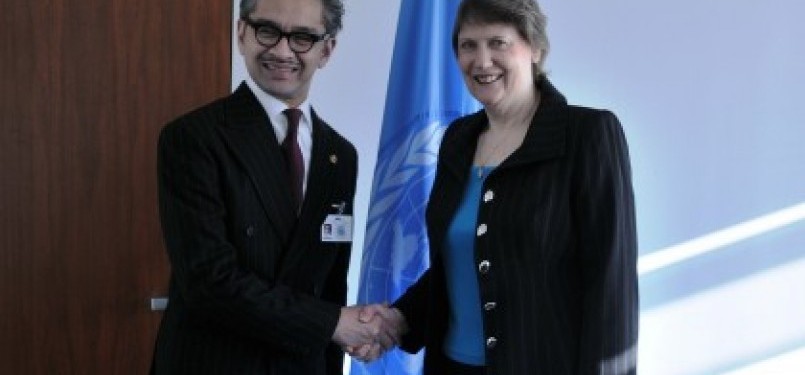 The Minister of Foreign Affairs, Marty Natalegawa (left) meets Administrtaor of UNDP Helen Clark, in New York. 