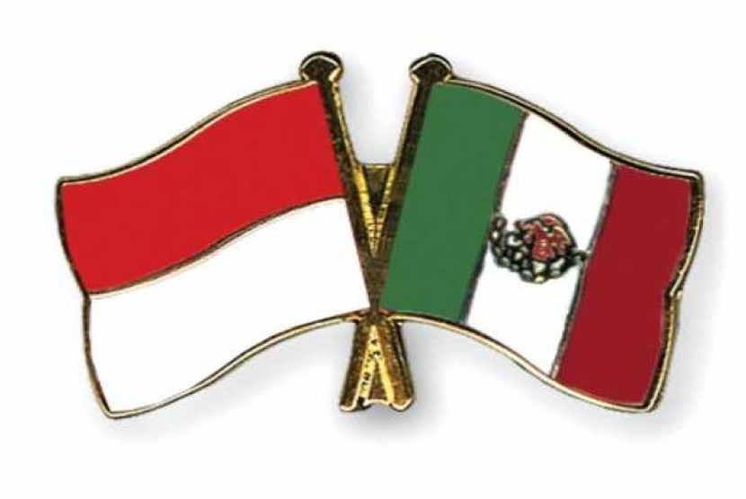   The picture shows flags of Indonesia and Mexico. Both countries will print postal stamp to mark the anniversary of 60 years of friendship. (illustration)