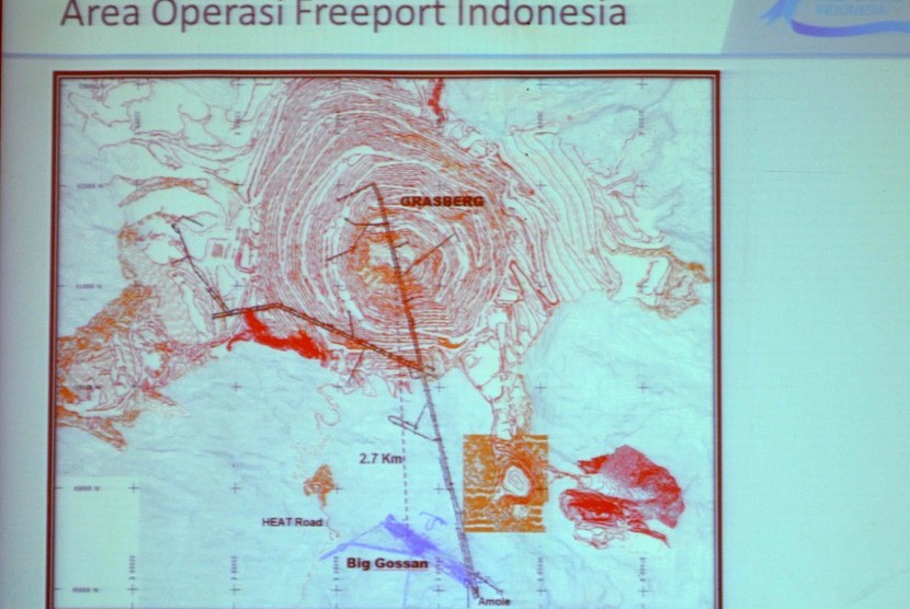 The picture shows the location of the collapse facility of Freeport Indonesia, on Wednesday.