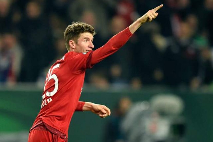Gelandang serang Bayern Muenchen Thomas Mueller.