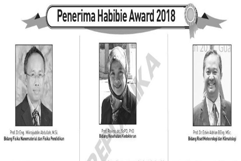 Tiga ilmuwan penerima Habibie Award 2018