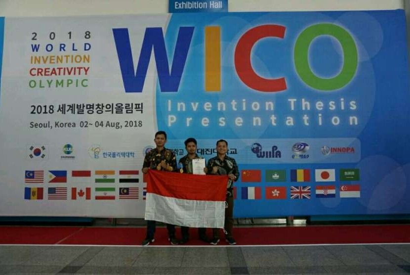 Tim Fishgator Universitas  Amikom Yogyakarta di World Invention Creativity Olympic (WICO) 2018, Sabtu (4/8).  Delegasi Indonesia ini berhasil meraih medali emas dalam gelaran internasional yang dihelat di Korea Selatan tersebut.