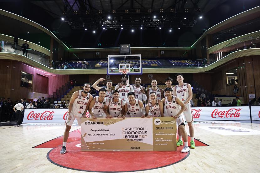 Tim Pelita Jaya yang berlaga di Kualifikasi Basketball Champions League Asia 2024 di Mongolia. 