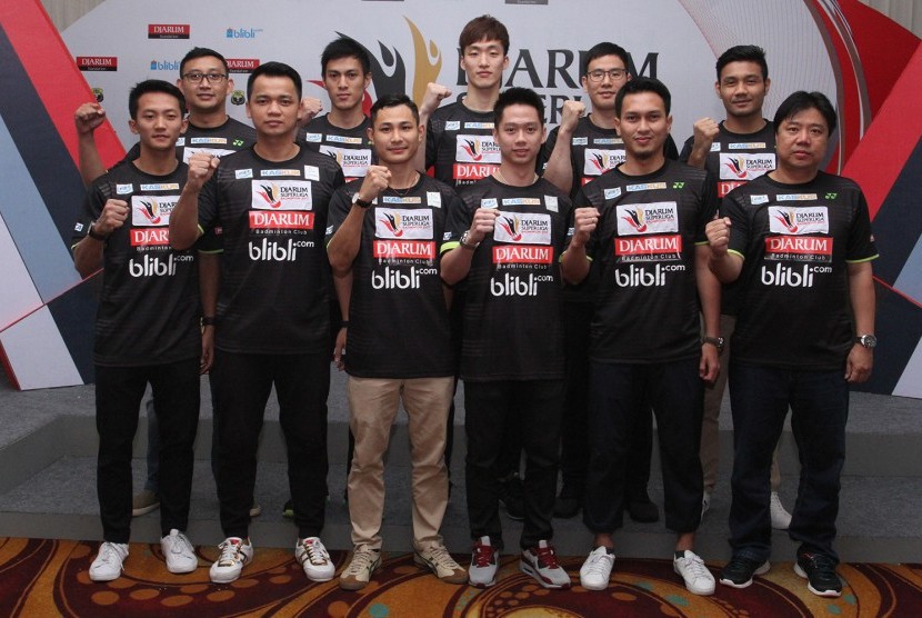 Tim putra PB Djarum Kudus di turnamen Djarum Superliga Badminton 2017