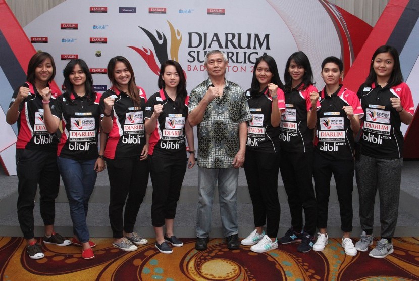Tim putri PB Djarum Kudus di turnamen Djarum Superliga Badminton 2017.