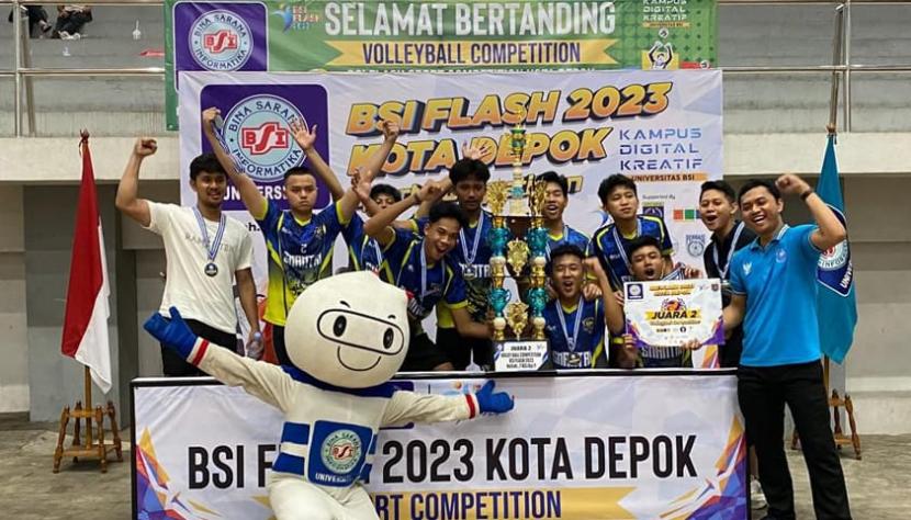 Tim Voli SMAN 1 Gunung Putri meraih juara 2 Volleyball Competition BSI Flash 2023.