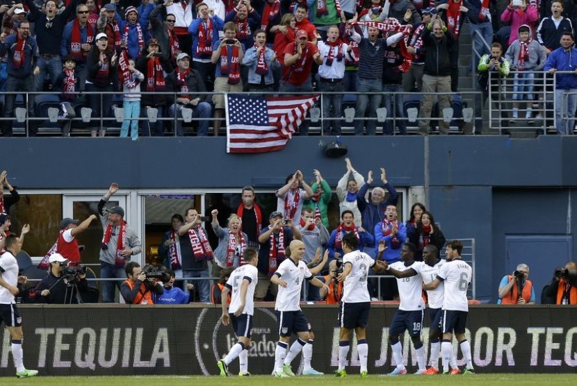 Timnas Amerika Serikat saat merayakan gol (ilustrasi)