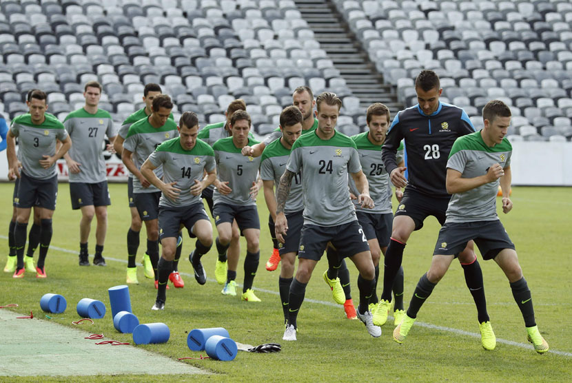 Timnas Australia menggelar latihan jelang perhelatan Piala Dunia 2014 Brasil. 