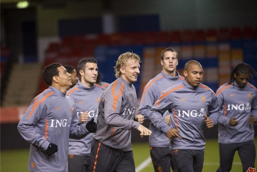 Timnas Belanda menggelar sesi latihan jelang laga kualifikasi Piala Eropa 2012. 