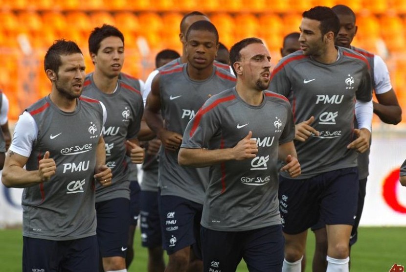 Timnas Prancis menggelar sesi latihan guna menghadapi Piala Eropa 2012. 