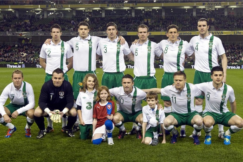 Timnas Republik Irlandia dalam laga lawan Republik Cheska di Stadion Aviva, Dublin, Irlandia. 