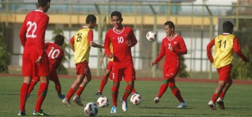 Timnas U23 Indonesia menggelar sesi latihan.