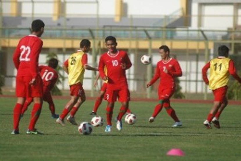 Timnas U23 Indonesia menggelar sesi latihan.