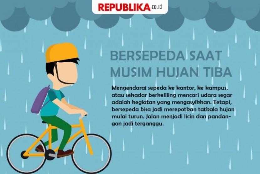 Tips bersepeda aman saat musim hujan