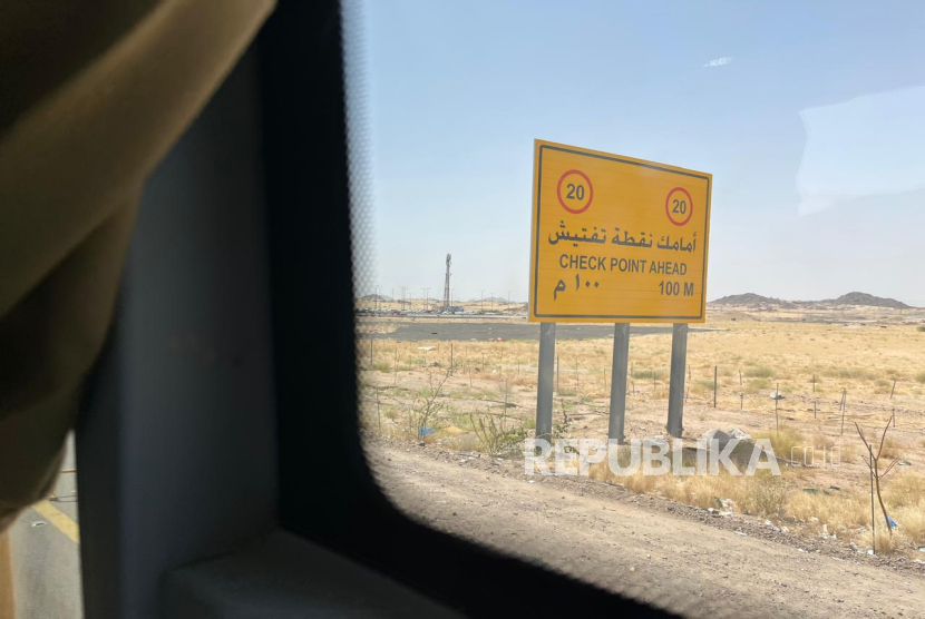 Titik pemeriksaan saat memasuki Makkah, Arab Saudi, Rabu (7/5/2025).