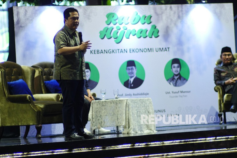 Tokoh muda nasional,Erick Thohir, Founder Paytren Yusuf Mansur, dan Dewan Pembimna YPI Masjid Al Azhar Jimly Asshiddiqie menjadi pembicara pada acata Rabu HIjrah di Jakarta, Rabu (13/2).
