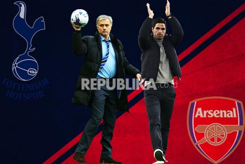 Tottenham Hotspur vs Arsenal, adu taktik Jose Mourinho (kiri) dan Mikel Arteta.