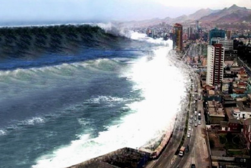 Pada umumnya gempa bumi dengan kekuatan di atas tujuh magnitudo menyebabkan tsunami. (ilustrasi)