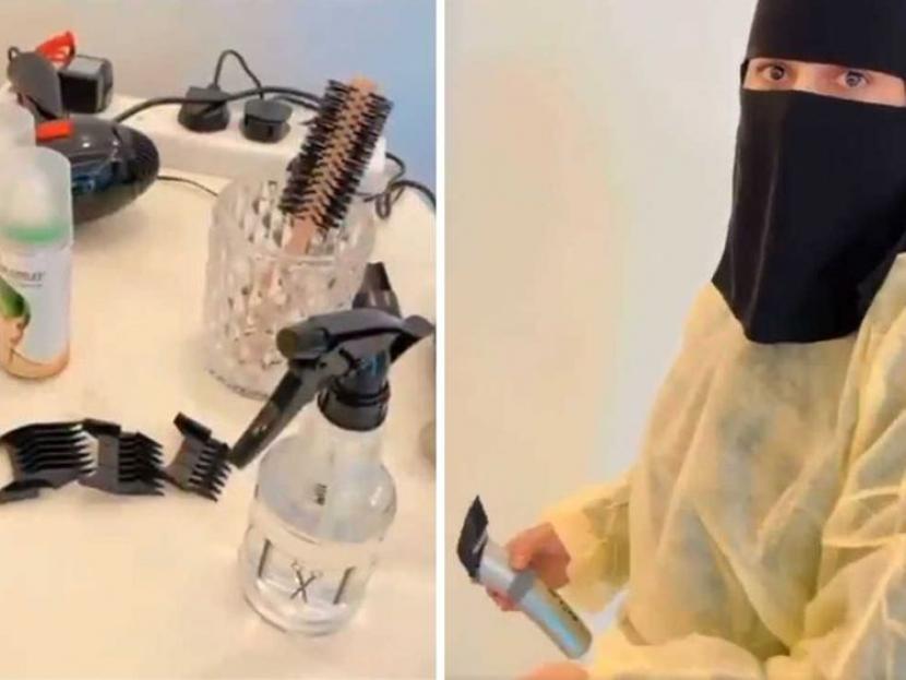 Viral Wanita Arab Saudi Jadi Tukang Cukur Pertama. Tukang cukur perempuan pertama di Arab Saudi, Wafa Saqer.
