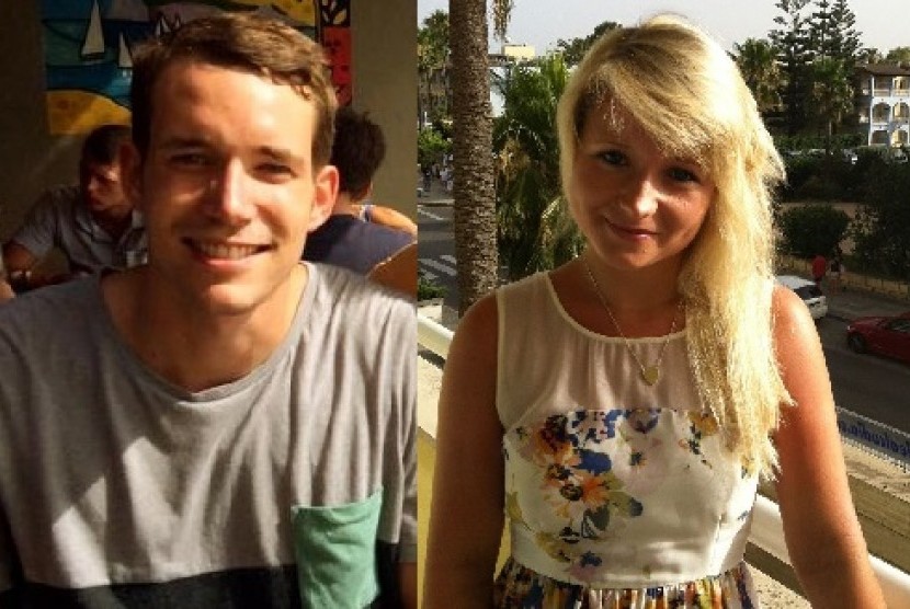 Turis Inggris korban pembunuhan di Thailand David Miller (kiri) dan Hannah Witheridge.