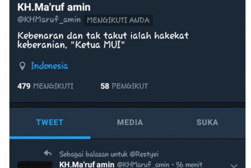  Twitter account @khmaruf_amin was fake.