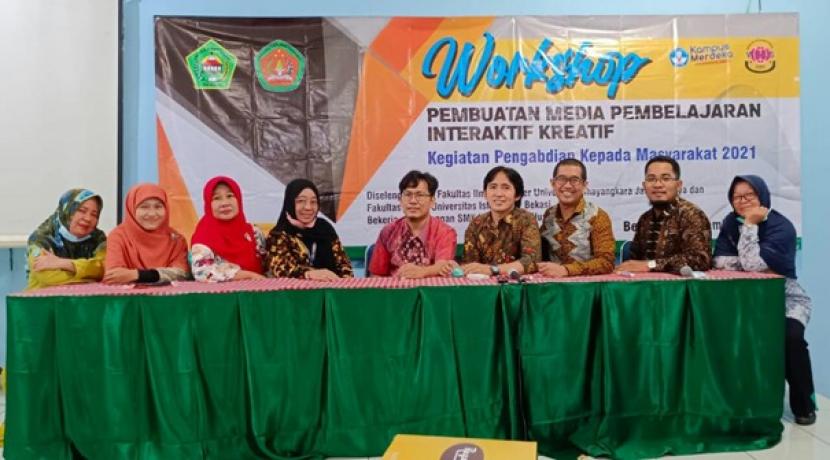 Ubhara dan Unisma melatih guru untuk membuat media belajar interakti, di SMK Widya Nusantara, Bekasi, Selasa (28/12)