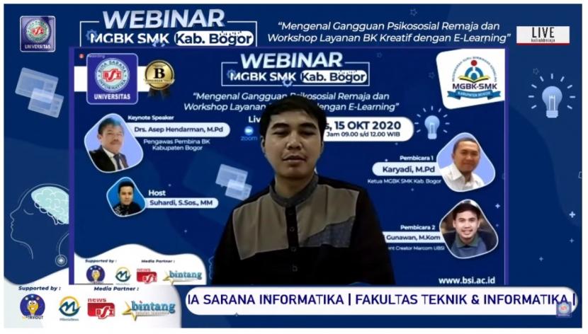  UBSI bekerja sama dengan Musyawarah Guru Bimbingan Konseling (MGBK-SMK)  Kabupaten Bogor menggelar webinar pembuatan video pelajaran.