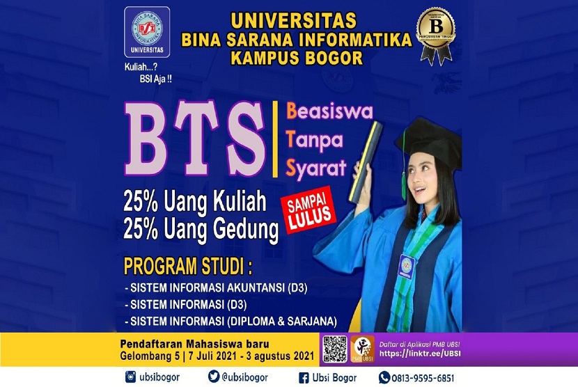 UBSI Kampus Bogor memberikan solusi keterbatasan biaya dengan beasiswa BTS