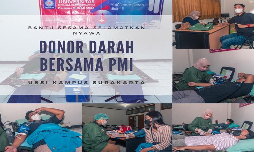 UBSI kampus Solo gelar donor darah bekerja sama dengan PMI Surakarta.