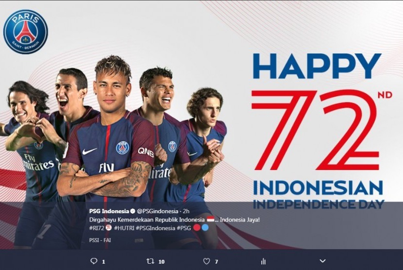 Ucapan selamat HUT ke-72 RI dari PSG.