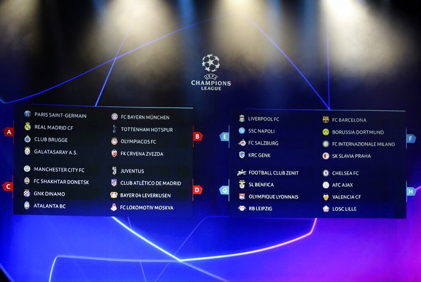 UEFA menggelar pengundian grup putaran final Liga Champions 2019/20 di Monaco,