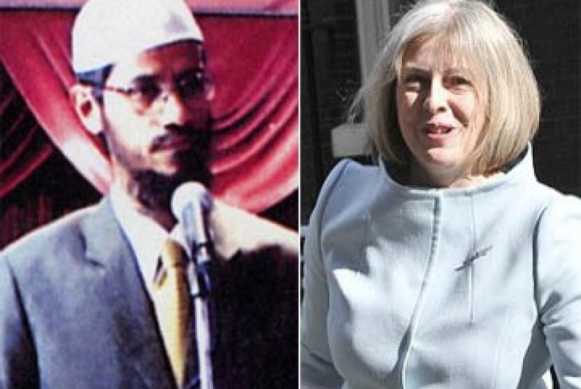 Ulama Muslim asal India Zakir Naik dan Theresa May.