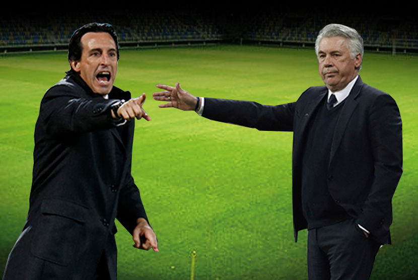 Unai Emery (kiri) dan Carlo Ancelotti.