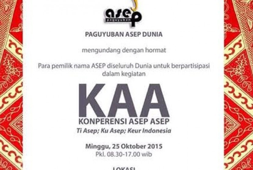 Undangan Konferensi Asep Asep di Bandung.