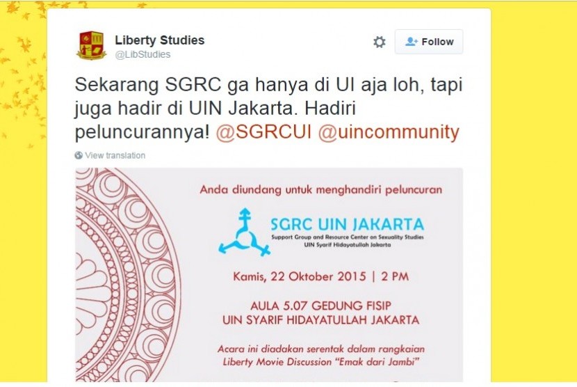 Undangan SGRC di UIN Jakarta.