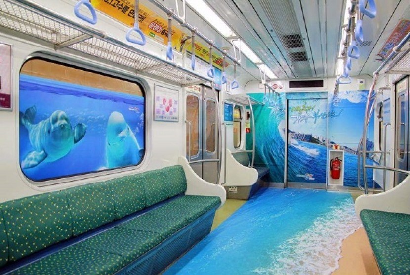 Uniknya desain kereta bawah tanah di Busan Korea Selatan