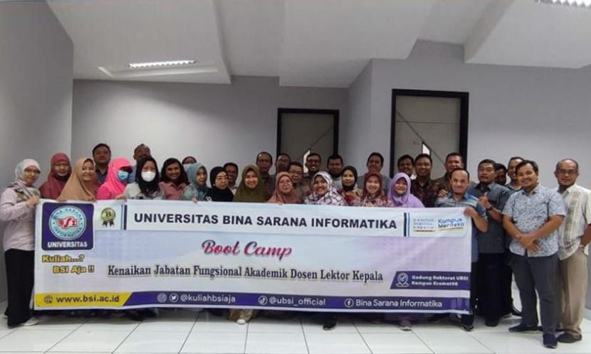 Universitas Bina Sarana Informatika (BSI) mengadakan Bootcamp Kenaikan Jabatan Fungsional Akademik Lektor Kepala bagi dosennya.