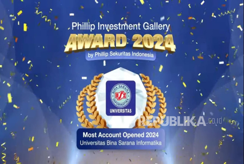  Universitas Bina Sarana Informatika (UBSI) berhasil meraih Juara 1 Phillip Investment Gallery Award 2024 kategori Most Account Opened 2024, yang digelar pada secara daring lewat Youtube, pada Jumat (28/2) silam. 