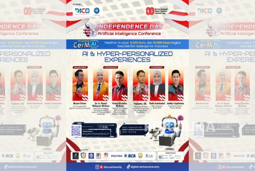 Universitas Bina Sarana Informatika (UBSI) Kampus Purwokerto akan menyelenggarakan seminar nasional bertajuk Independence Day: Artificial Intelligence Conference pada Selasa, (2/9/2025). 