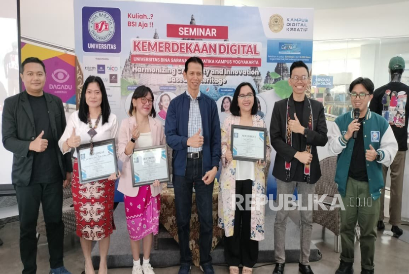 Universitas Bina Sarana Informatika (UBSI) kampus Yogyakarta menyelenggarakan Seminar Kemerdekaan Digital bertema Harmonizing Creativity and Innovation Based on Heritage.