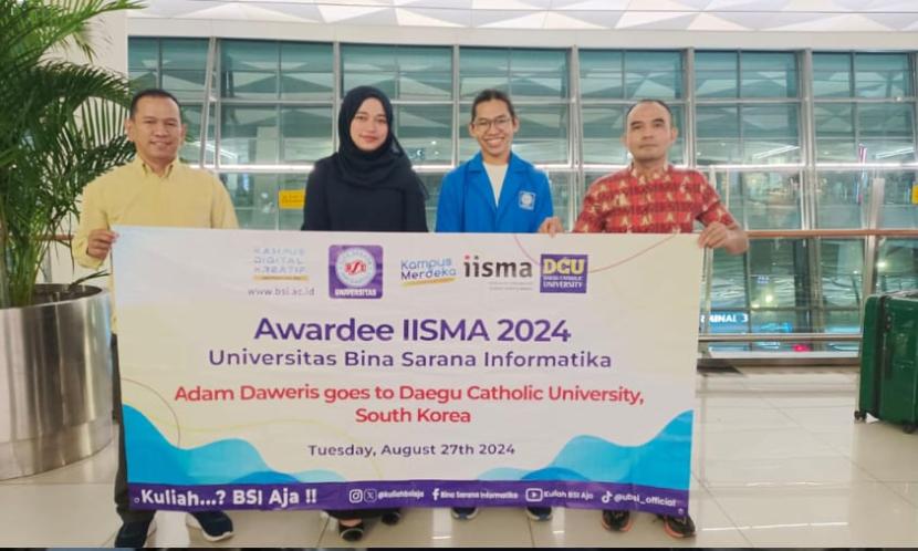 Universitas BSI (Bina Sarana Informatika) dengan bangga melepas keberangkatan Adam Daweris, mahasiswa Program Studi (prodi) Administrasi Bisnis, sebagai penerima penghargaan Indonesian International Student Mobility Awards (IISMA) 2024.