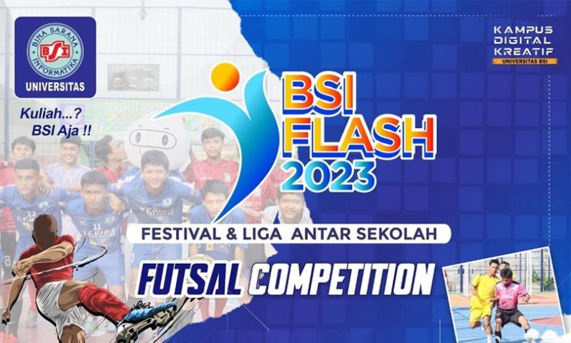 Universitas BSI (Bina Sarana Informatika) kampus Cikampek mengumumkan penyelenggaraan BSI FLASH 2023 dengan kategori Futsal Competition dengan total hadiah senilai Rp 17 juta. 