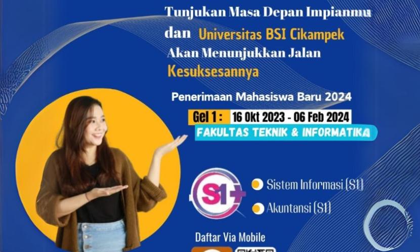  Universitas BSI (Bina Sarana Informatika) kampus Cikampek, yang dikenal sebagai Kampus Digital Kreatif, membuka penerimaan mahasiswa baru (PMB) untuk tahun ajaran 2024.