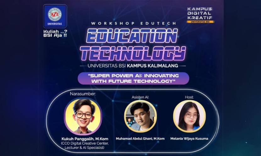 Universitas BSI (Bina Sarana Informatika) Kampus Kalimalang kembali mengukuhkan komitmennya dalam pengembangan teknologi pendidikan dengan menyelenggarakan workshop EduTech (Education Technology) bertajuk Innovating with Future Technology.