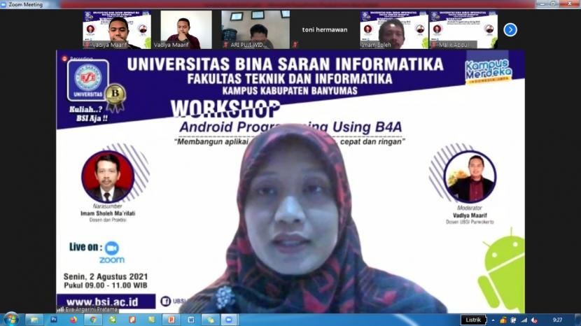 Universitas BSI (Bina Sarana Informatika) kampus Purwokerto sukses menyelenggarakan workshop mobile programming. Kegiatan ini merupakan kolaborasi dari prodi Sistem Informasi dan prodi Teknologi Komputer. 