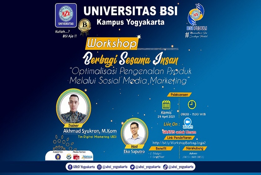 Universitas BSI (Bina Sarana Informatika) kampus Yogyakarta gelar pelatihan Optimalisasi Pengenalan Produk Melalui Sosial Media Marketing